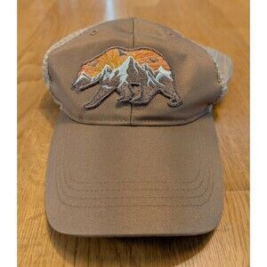 Telluride Clothing Brown Tan Mesh Snapback Bear Patch Hat Cap